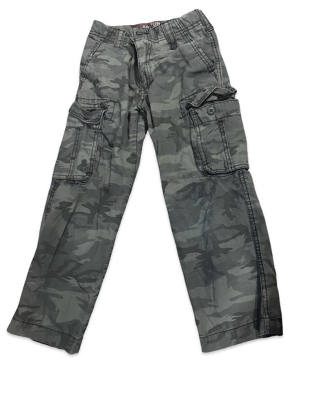 Arizona Boys Cargo Pants Size 8 Green Camo Camouflage Utility